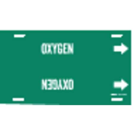 Brady Pipe Marker, Oxygen, Green, 6 to 7-7/8 In 4106-F