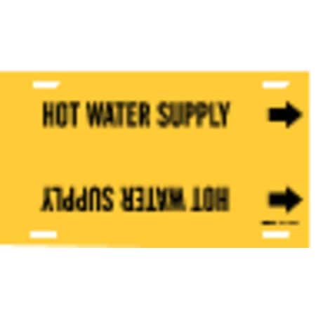 Brady Pipe Marker, Hot Water Supply, 6to7-7/8 In 4082-F