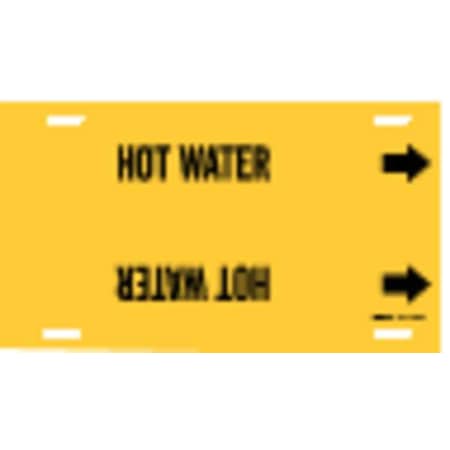 Brady Pipe Marker, Hot Water, Yel, 6 to 7-7/8 In 4079-F