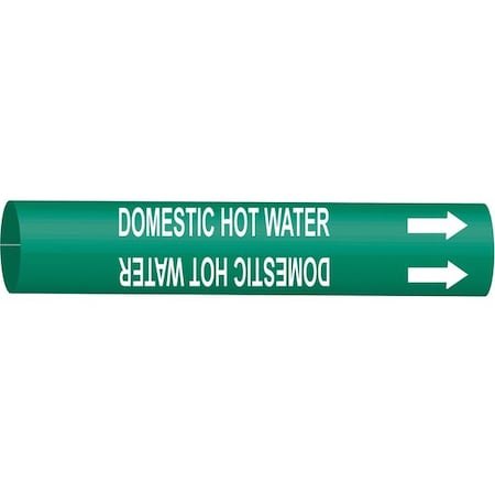 Brady Pipe Mrkr, Domestic Hot Water, 6to7-7/8 In, 4316-F 4316-F