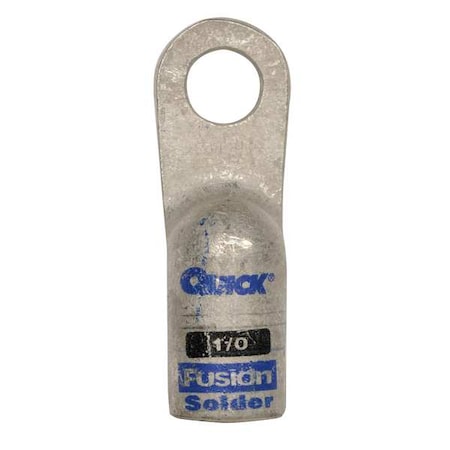 Quickcable One-Hole Compression Lug, 1/0 AWG Max, 3/8 in Stud, Standard Barrel, Copper, Black 486310-525-001F