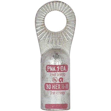 Quickcable One-Hole Compression Lug, 3/8 in Stud, Standard Barrel, Copper, Pink 4901-525-001F
