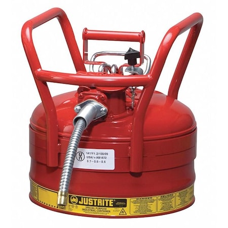 JUSTRITE 2-1/2 gal. Red Steel Type II DOT Safety Can for Flammables 7325120