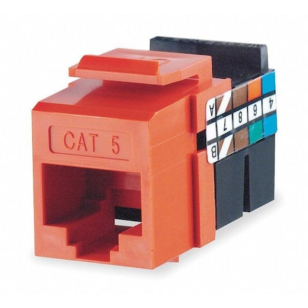 Leviton 1-Port Mod Jack 110 8W8P Utp, T568A/B Cat5 Quickport, Powersum Orange 41108-RO5