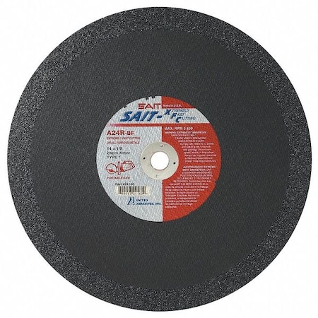 United Abrasives/Sait Abrasive Cut-Off Wheel, Type 1, 14 in Dia, 0.125 in Thick, 20 mm Arbor Hole Size, Aluminum Oxide 24160