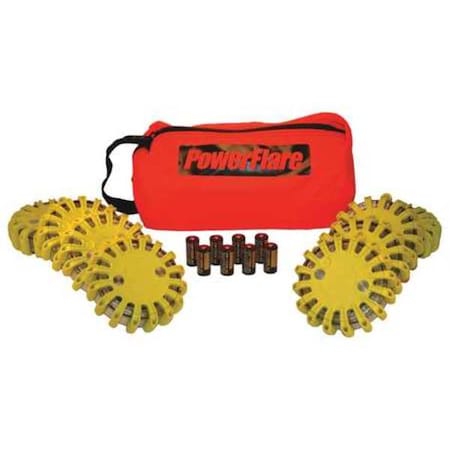 Powerflare LED Road Flare, Orange (Bag), Red/Amber (LED), Yellow (Shell), 4 in Length SP8O-RA-Y