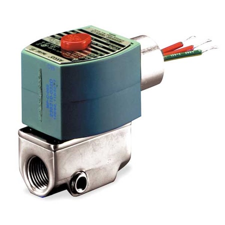 Asco Solenoid Valve, 2-Way, 2-Position, Normally Closed, 1/4 in Pipe Size, 120V AC, Compact, Test Port 8040H007