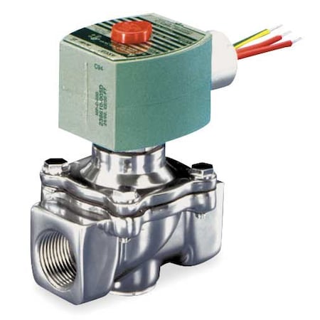 Asco Solenoid Valve, 2-Way, 2-Position, Normally Closed, 1/2 in Pipe Size, 120V AC, Compact, Test Port 8040G022