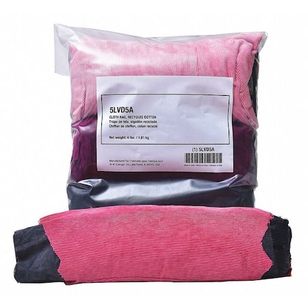 Zoro Select Recycled Cotton Cloth Rag 4 lb. 18" x 18", Assorted 5LVD5