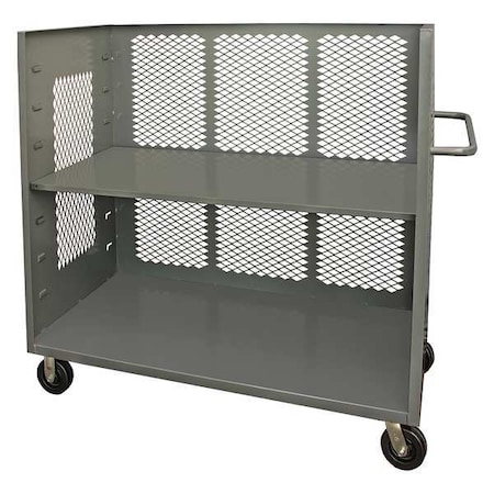 Zoro Select 14 ga. Steel 3 Sided Mesh Stock Cart 2000 lb. Capacity, 78-1/2"L x 36-3/8"W x 56-7/16"H 3ST-EX3672-1AS-95