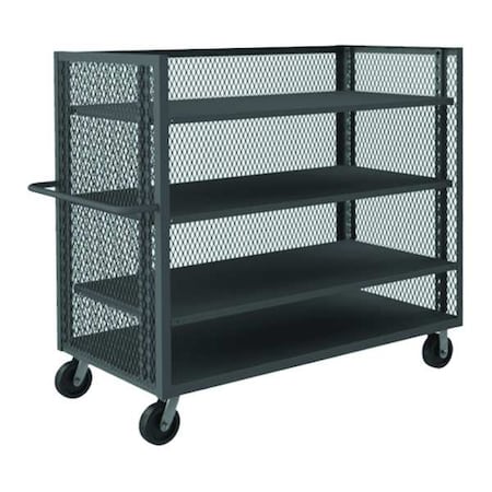 Zoro Select 14 ga. Steel 3 Sided Mesh Stock Cart 2000 lb. Capacity, 66-1/2"L x 30-3/8"W x 56-7/16"H 3ST-EX3060-3AS-95