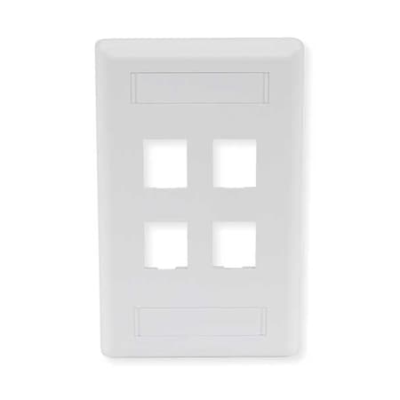Hubbell Premise Wiring Faceplate, 4 Port IFP14W