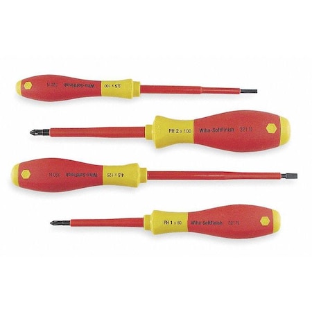 Wiha Insulated Screwdriver Set, Slotted/Phillips, 4 pcs 32090