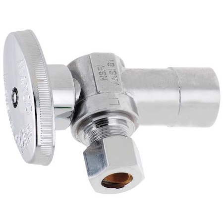 Zoro Select 1/4-Turn Stop, Angle, 1/2 Inx3/8 In 26-1009LF