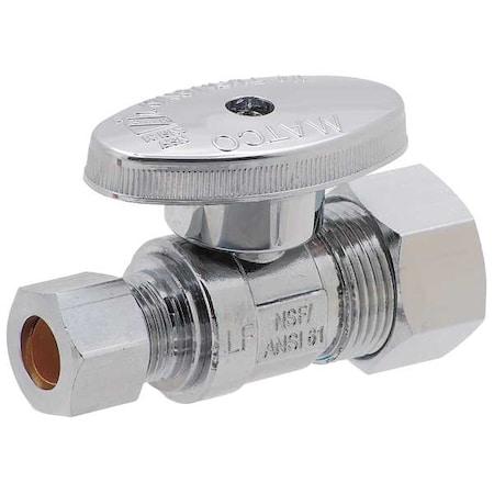 Zoro Select 1/4-Turn Stop, Straight, 5/8 Inx3/8 In 26-1014LF