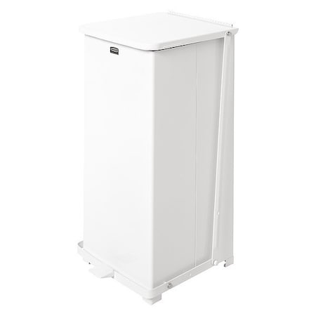 Rubbermaid Commercial Defender 13 gal Square Step-On Can, White, Foot Pedal, Steel, 15 in FGST24EPLWH