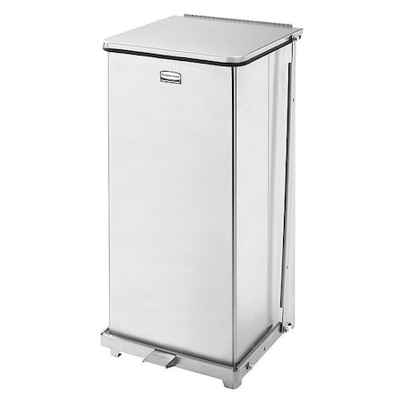 Rubbermaid Commercial Defender 13 gal Square Step-On Can, Stainless Steel, Foot Pedal, Stainless Steel, 15 in FGST24SSPL