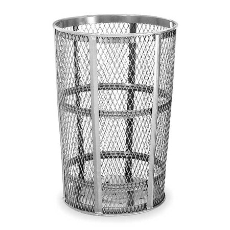 Rubbermaid Commercial 45 gal. Round Trash Can, May Green Gloss, 24 in Dia, None, Steel FGSBR52