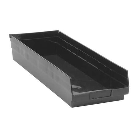 QUANTUM STORAGE SYSTEMS 50 lb Shelf Storage Bin, Polypropylene, 8 3/8 in W, 4 in H, Black, 23 5/8 in L QSB114CO