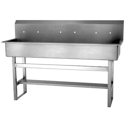 Sani-Lav Floor Mount, 6 Hole, Not Applicable, Silver, Wash Station 56F8