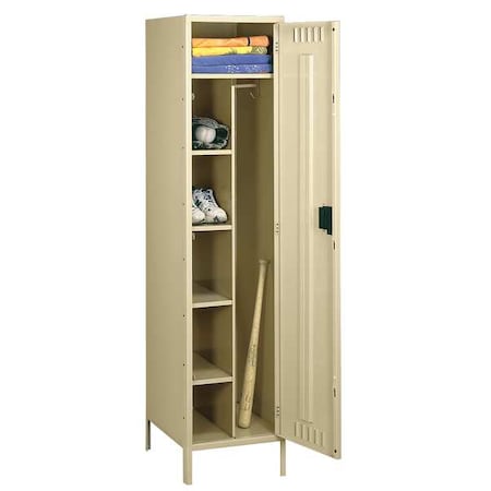 Tennsco Wardrobe Locker, 24 in W, 21 in D, 78 in H, (1) Tier, (1) Wide, Sand CMS-242172-1SD