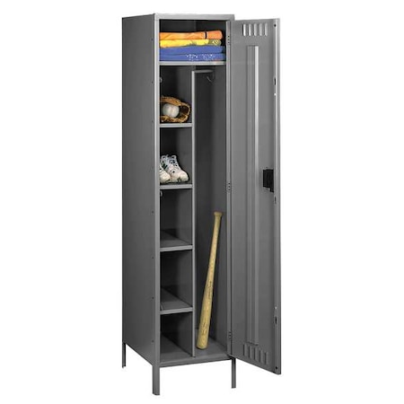Tennsco Wardrobe Locker, 24 in W, 21 in D, 78 in H, (1) Tier, (1) Wide, Gray CMS-242172-1MG