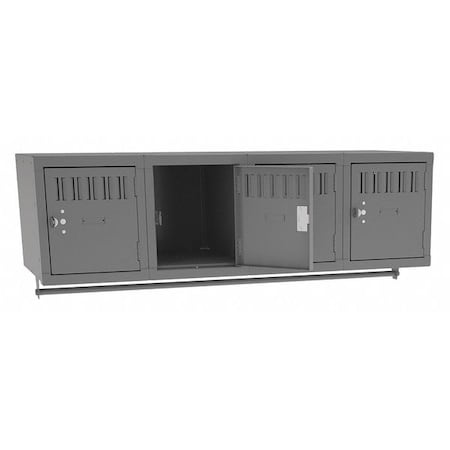 Tennsco Wall Mount Box Locker, 48 in W, 18 in D, 12 in H, (1) Tier, (4) Wide, Gray BS1-121812-4MG