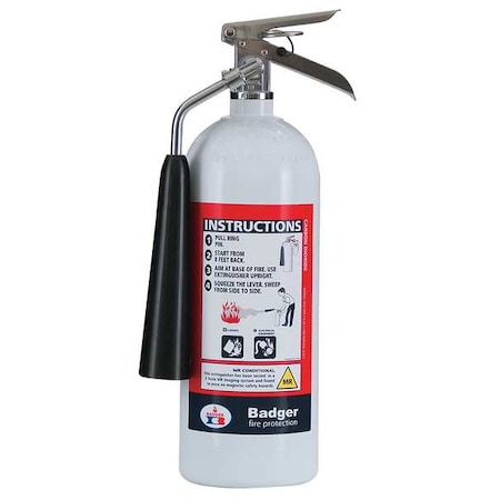 Badger Fire Extinguisher, 5 lb Capacity, Class BC , UL Rating5B:C , Carbon Dioxide 9 sec, Discharge Time: B5V-1MR