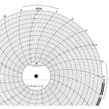 Graphic Controls Chart, 9.938 In, 0 to 300, 1 Day, PK100 PW  00213883 24H