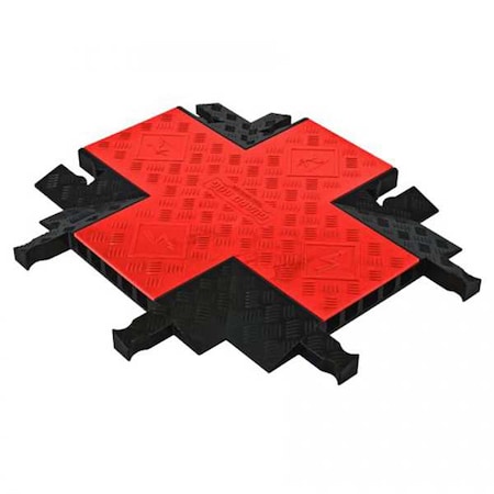 Checkers Cable Protector Intersection, 1-7/8 in H, 28-1/2 in L, 28-1/4 in W, 5 Channel, Polyurethane GDCR5X125-O/B