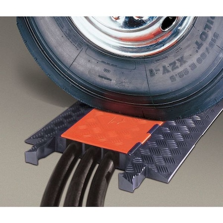 Checkers Cable Protector, 3 in H, 38-5/8 in L, 20 in W, 3 Channel, Polyurethane, Black, Orange GD3X225-O/B