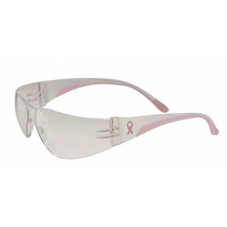 Bouton Optical Eva Petite, Safety Glasses, Anti-Scratch, Light Red Lens, Clear, Pink Frame, Frameless 250-11-0904