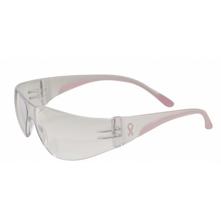 Bouton Optical Eva Petite, Safety Glasses, Anti-Scratch, Clear Lens, Clear, Pink Frame, Frameless 250-11-0900