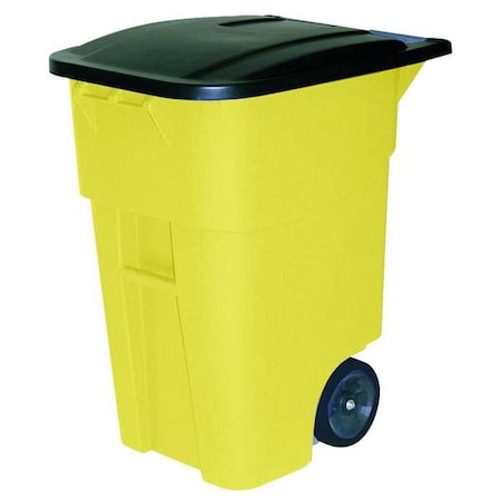 Rubbermaid Commercial BRUTE 50 gal Rectangular Rolling Plastic Can, Yellow, None, Plastic, 23 3/8 in FG9W2700YEL