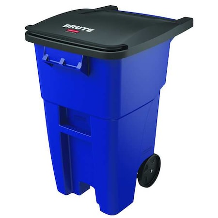 RUBBERMAID COMMERCIAL 50 gal Rectangular Trash Can, Blue, 24 in Dia, Lift Up, HDPE FG9W2700BLUE