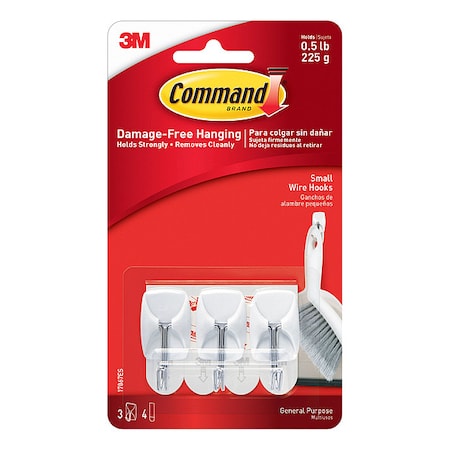 Command Hook, Molded Plastic, 7/8 In, PK3 17067