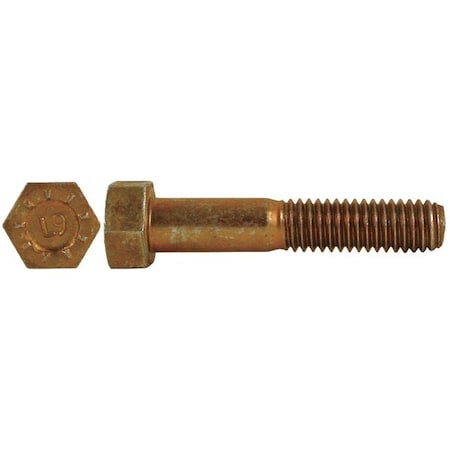 Zoro Select Grade 9, 3/8"-16 Hex Head Cap Screw, Zinc Yellow Steel, 2-1/2 in L, 50 PK 5MWU6