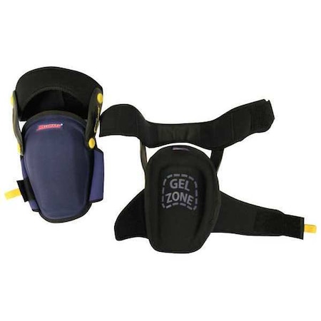 Westward Knee Pad, Non-marring, Foam Pad, Fabric Cap, hook-and-loop Closure, 2 Straps, Black, Blue 5MZP9