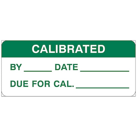 Brady Inspection Label, Calibration, Polyester, 5/8 in H x 1 1/2 in W, Green, Rectangle, 364 PK 82592