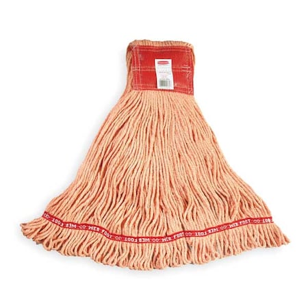 Rubbermaid Commercial 5 in String Wet Mop, 28 oz Dry Wt, Side Gate Connection, Looped-End, Orange, Cotton/Synthetic FGA25306OR00