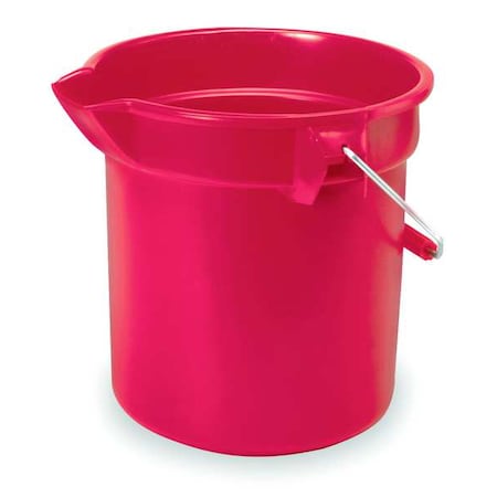 RUBBERMAID COMMERCIAL 3 1/2 gal Round Bucket, 11-1/4 in H, 12 in Dia, Red, Plastic FG261400RED