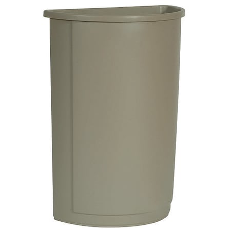 Rubbermaid Commercial Untouchable(R) 21 gal Half-Round Indoor Plastic Can, Beige, None, Plastic, Not Applicable FG352000BEIG