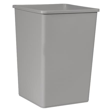 RUBBERMAID COMMERCIAL 35 gal Square Trash Can, Gray, 19 1/2 in Dia, None, LLDPE FG395800GRAY