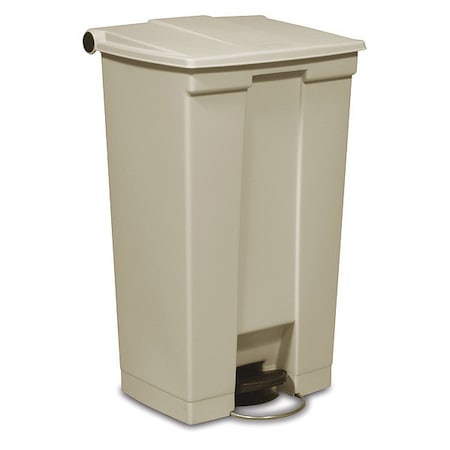 RUBBERMAID COMMERCIAL 23 gal Rectangular Trash Can, Beige, 19 3/4 in Dia, Step-On, HDPE Base/Polypropylene Lid FG614600BEIG