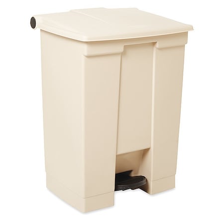 Rubbermaid Commercial Step-On Containers 18 gal Rectangular Step-On Can, Beige, Foot Pedal, Plastic, 16 1/8 in FG614500BEIG
