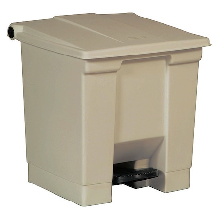 Rubbermaid Commercial Step-On Containers 8 gal Rectangular Step-On Can, Beige, Foot Pedal, Plastic, 15 3/4 in FG614300BEIG