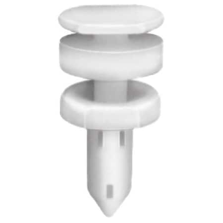 Zoro Select Push-In Rivet, Flat Head, 8.1 mm Dia., 13 mm L, Nylon Body, 25 PK 5NCR2