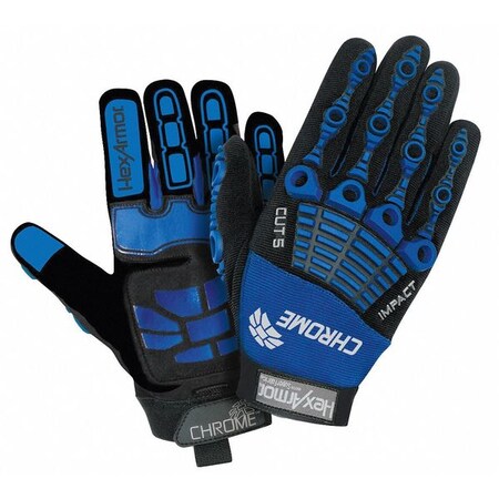 Hexarmor Cut Resistant Gloves, 5 Cut Level, Black, Blue, S 4024-7
