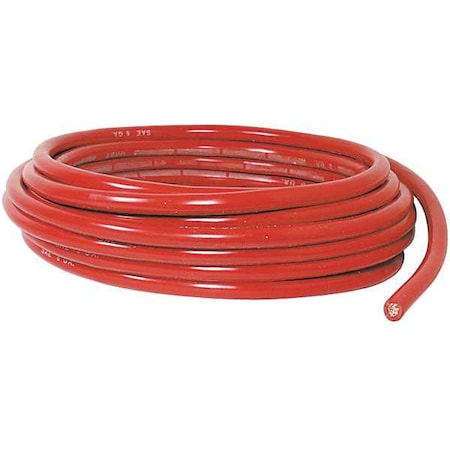 Quickcable Battery Cable, 4 ga., Solid, 600V, PVC, Red 200203-396-025