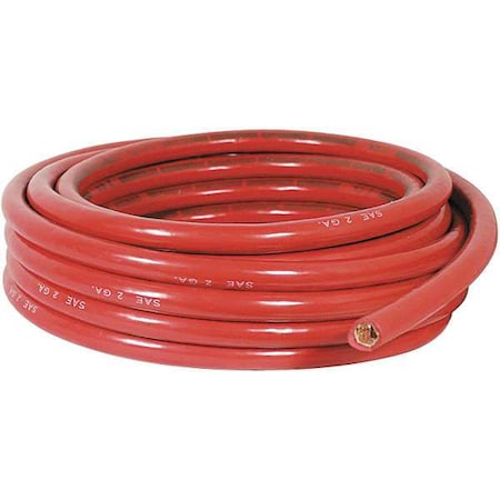 Quickcable Battery Cable, 2 ga., Solid, 60V, PVC, Red 200204-396-025